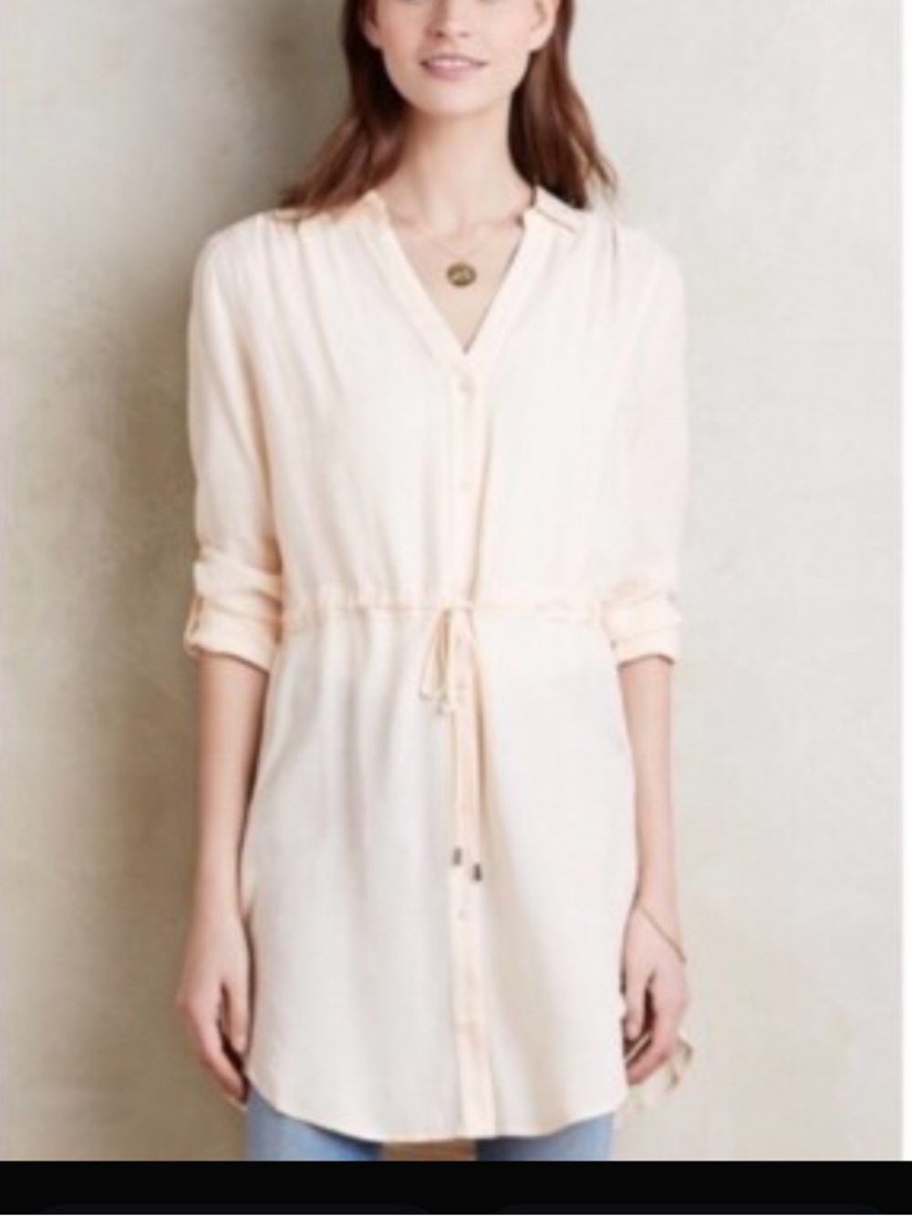 Anthropologie HD In Paris Carmina Tunic Shirt Dress Sz Small Ivory